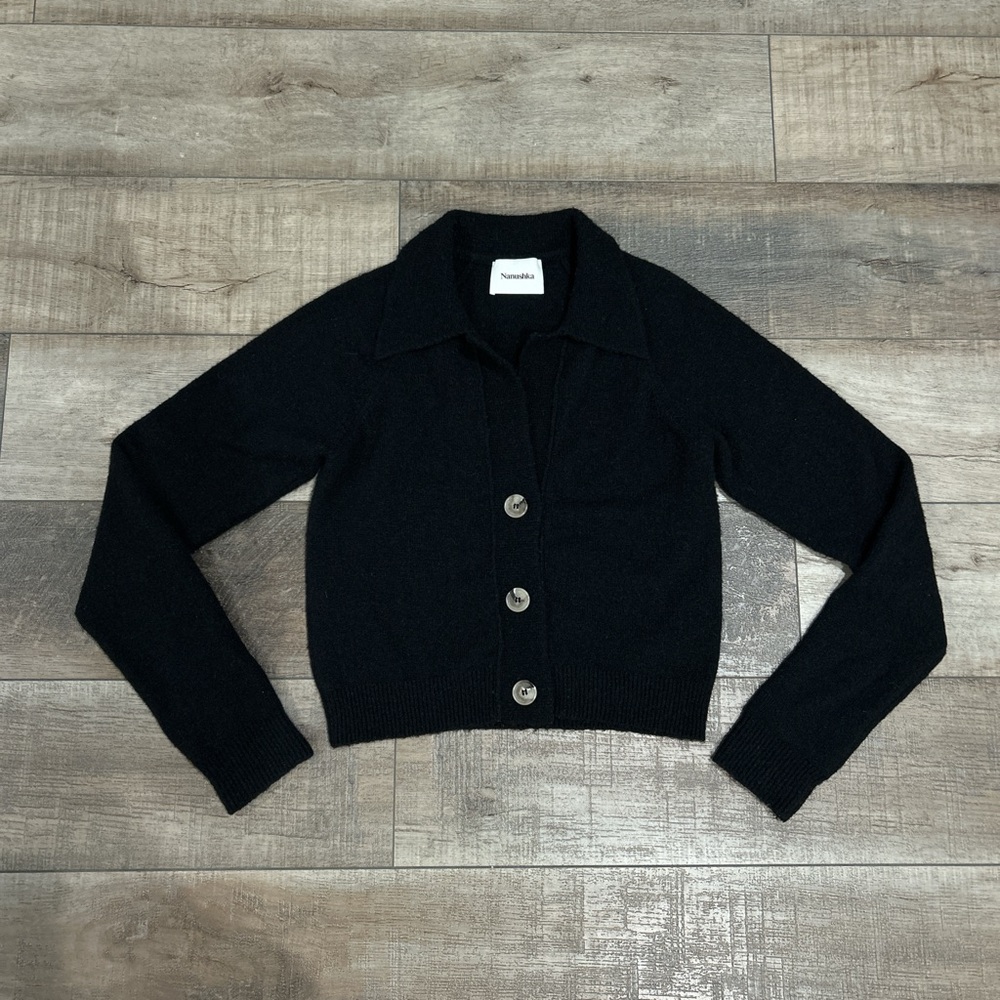 Nanushka brushed wool Cade cardigan in black